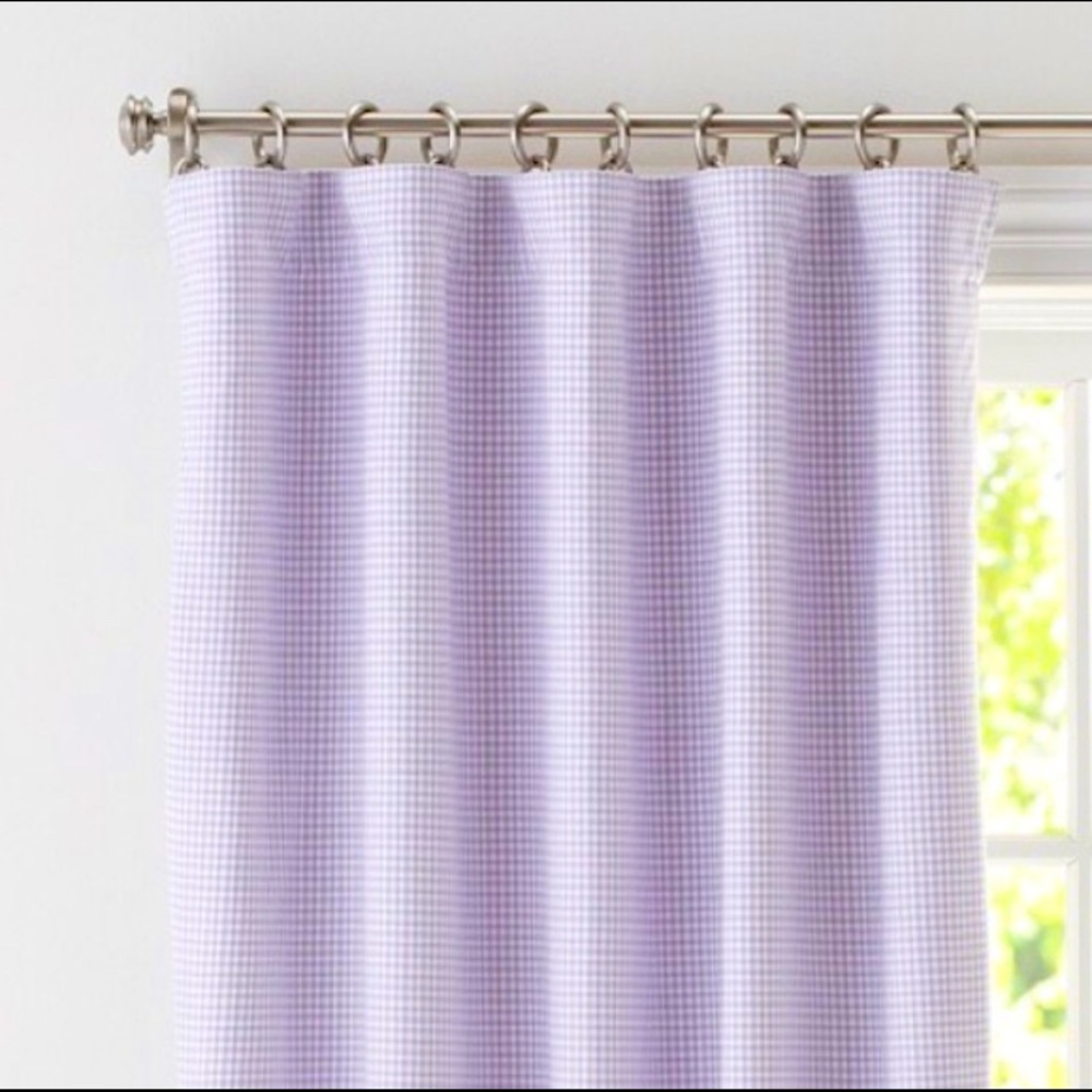 Pottery barn kids gingham panels lavender curtains